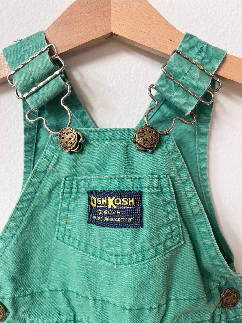 Vintage 1982 OshKosh B'gosh Green Baby Overalls 3-6M